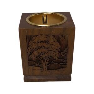 Lasercraft Wood Laser Cut Carved Candle holder, Tree of life landscape